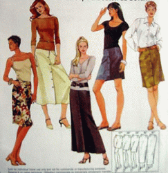 3520 MCCALLS EZ FRONT BUTTON SKIRTS 5 LENGTHS PATTERN 4-10; 12-18 CHOICE